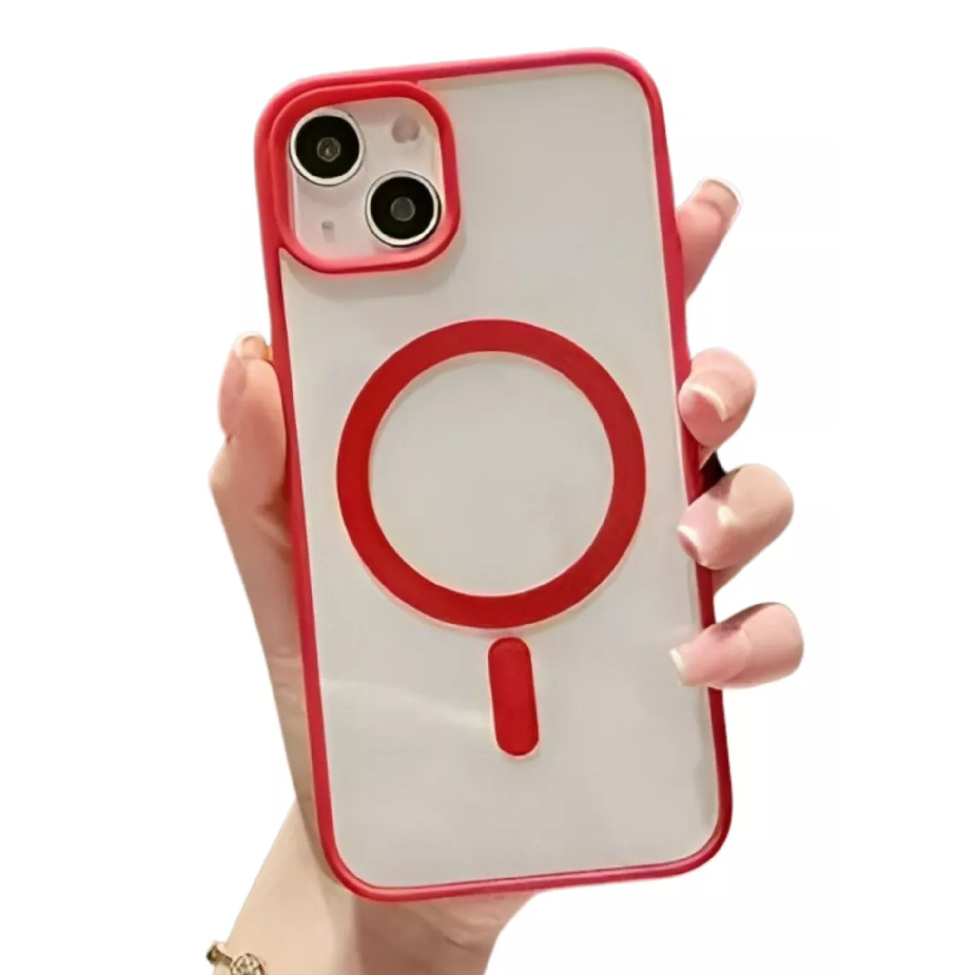 Funda Transparente Clear Case Color Para Iphone 16 pro max / Rojo