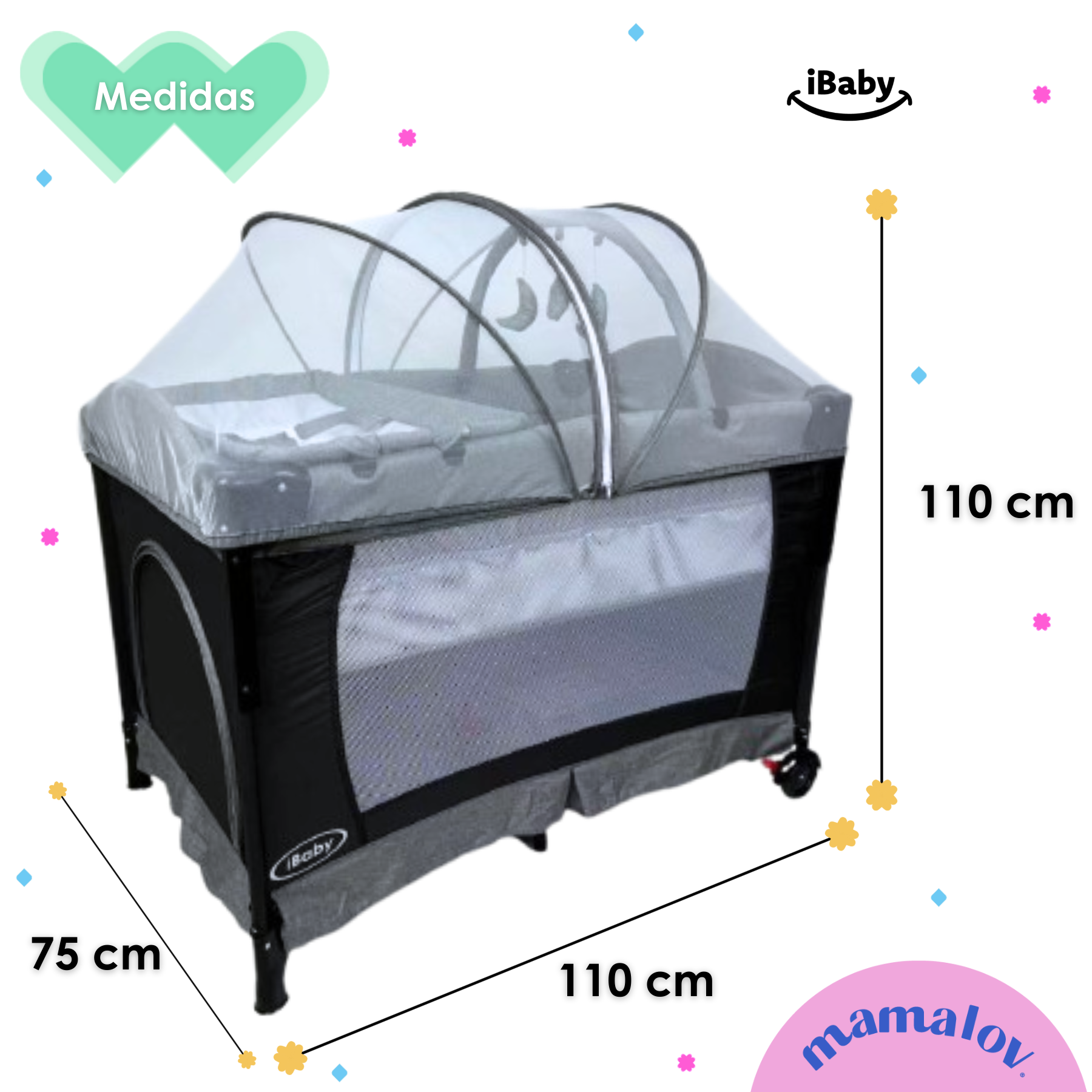 Cuna Corral Mecedora Y Colecho 4 En 1 Tuscani Ibaby - Negro