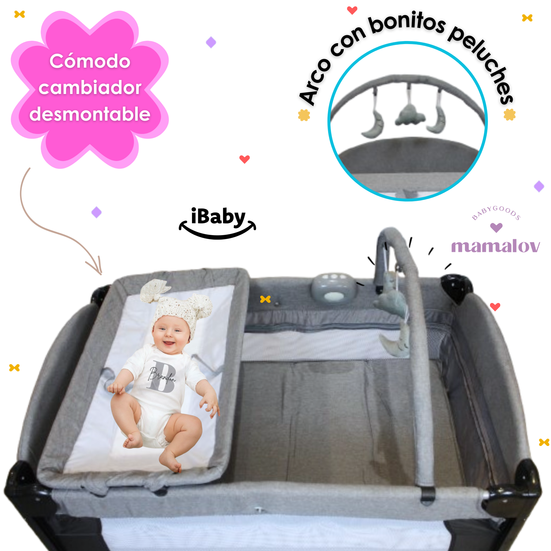 Cuna Corral Mecedora Y Colecho 4 En 1 Tuscani Ibaby - Negro