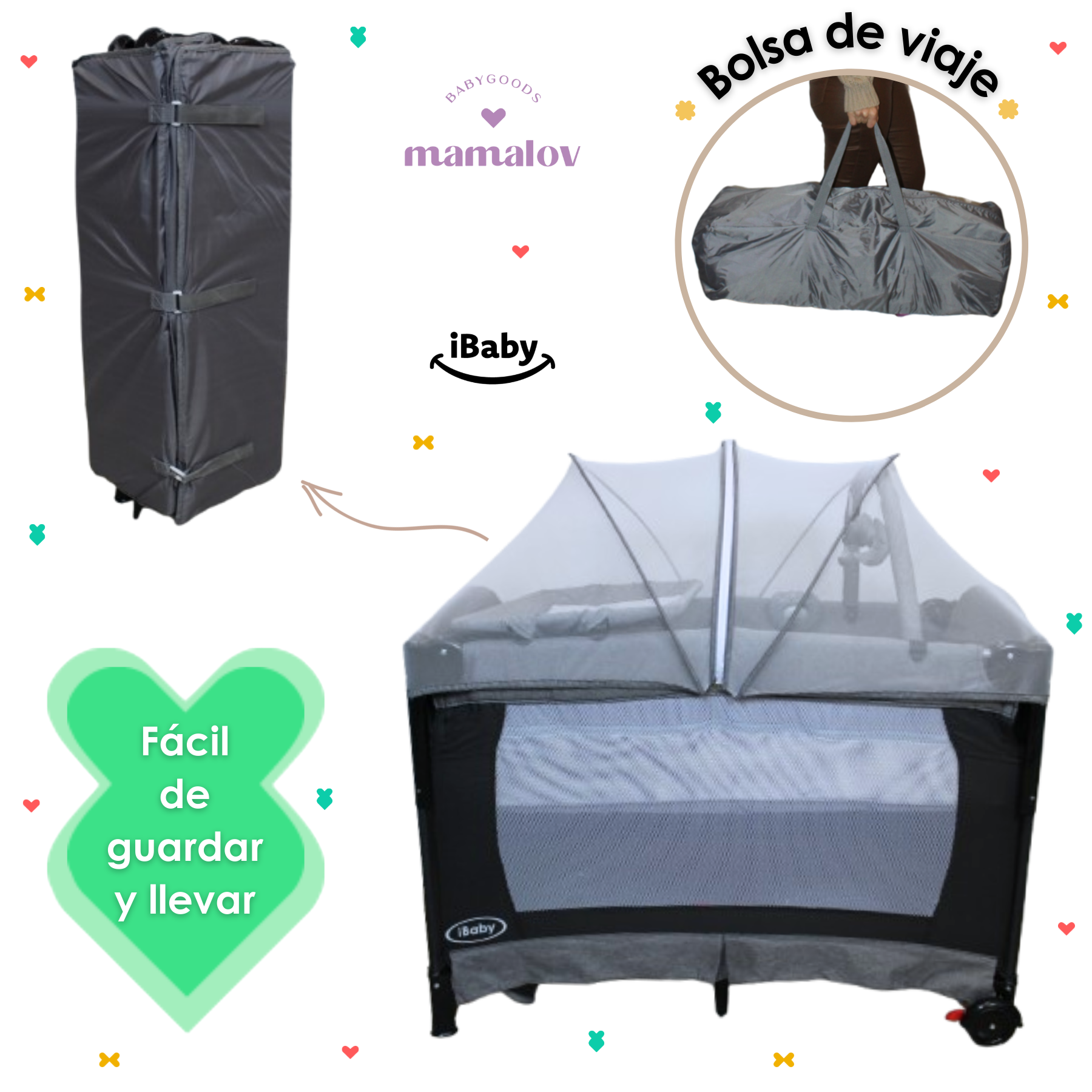 Cuna Corral Mecedora Y Colecho 4 En 1 Tuscani Ibaby - Negro