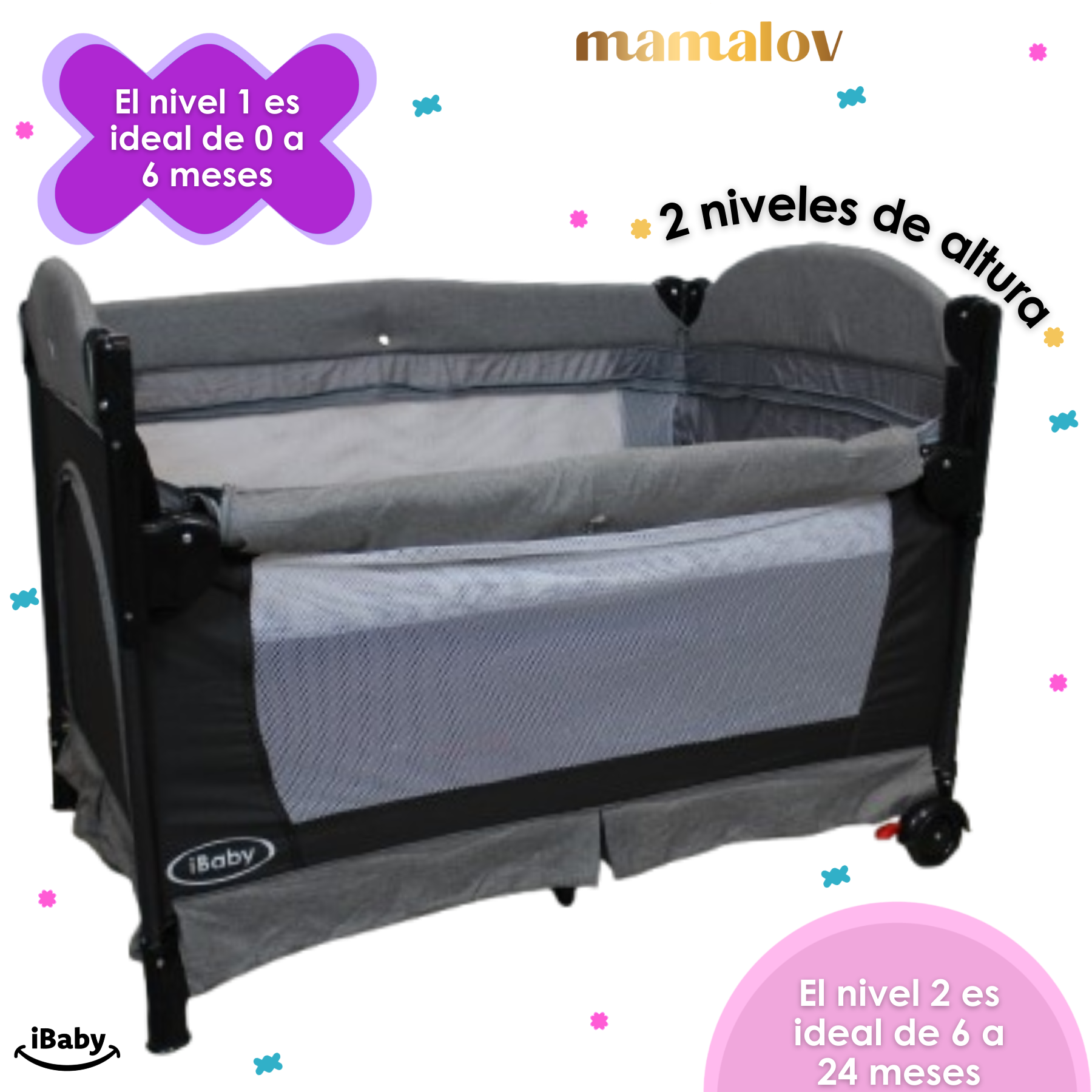 Cuna Corral Mecedora Y Colecho 4 En 1 Tuscani Ibaby - Negro