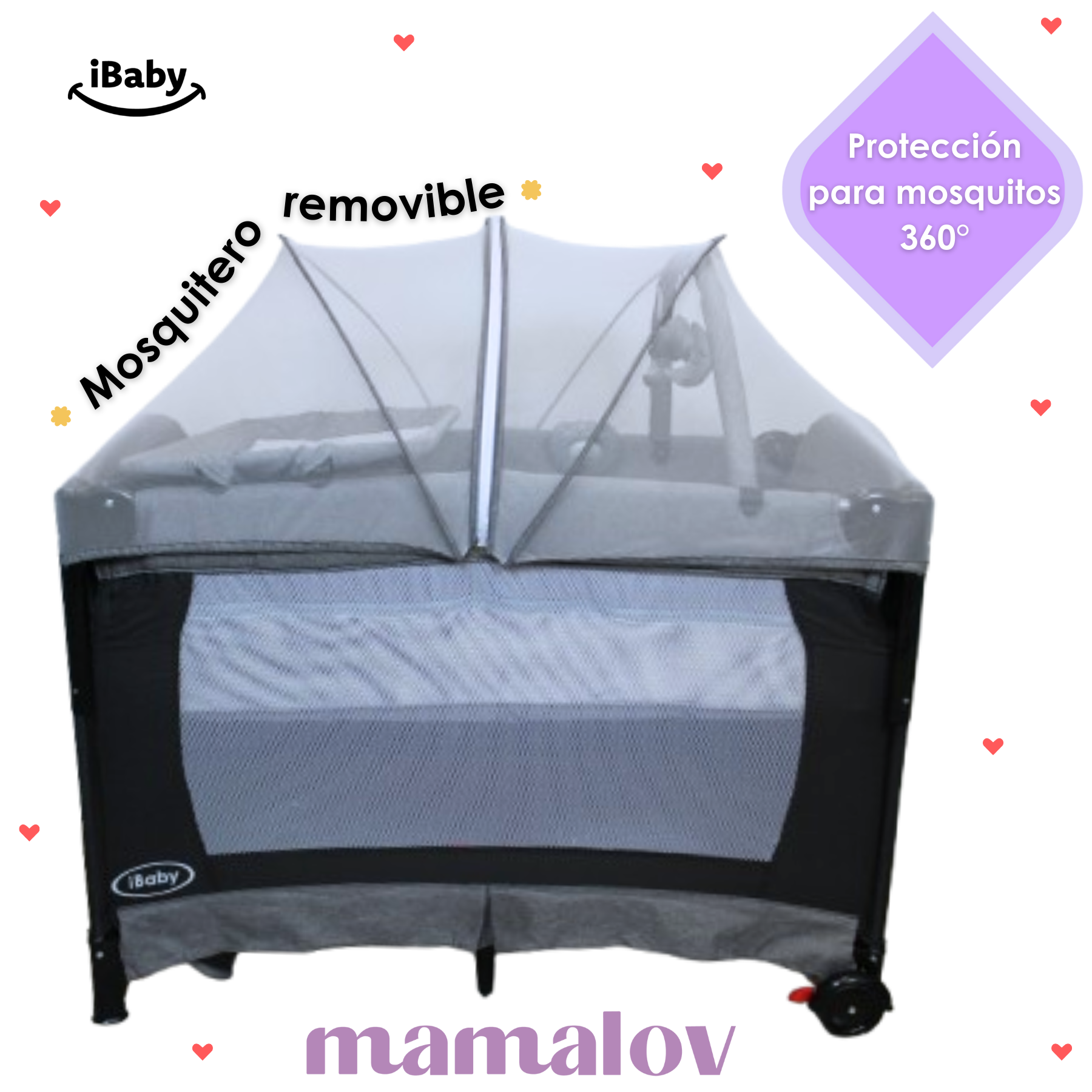 Cuna Corral Mecedora Y Colecho 4 En 1 Tuscani Ibaby - Negro