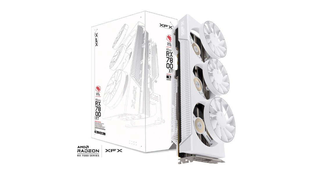 TVIDEO XFX RX 7800XT QUICKSILVER RADEON MAGNETIC AIR GAMING 16GB GDDR6 256BITS RX-78TMAIRW9 WHITE