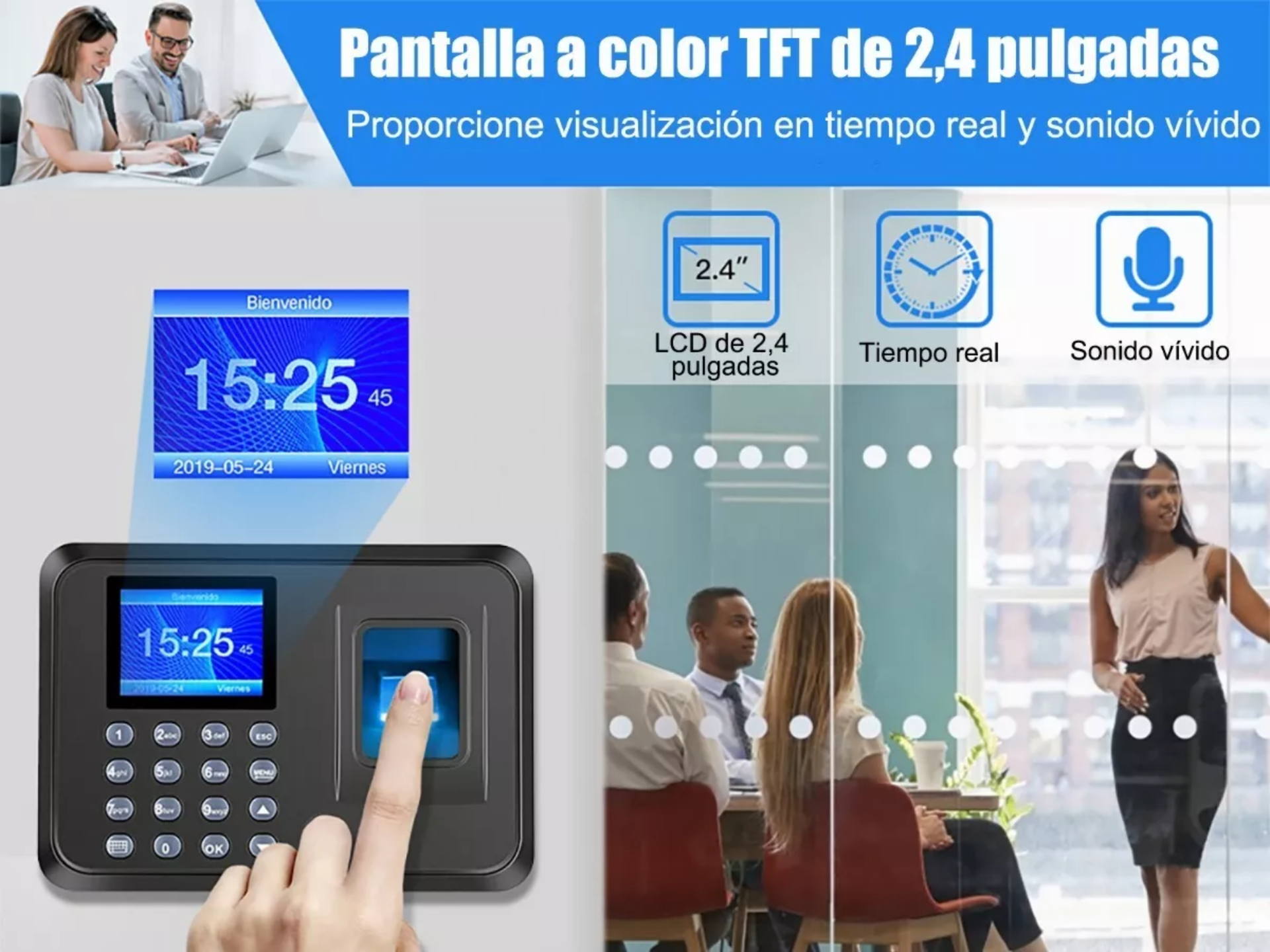 Reloj De Control De Asistencia Biométrico Y Digital