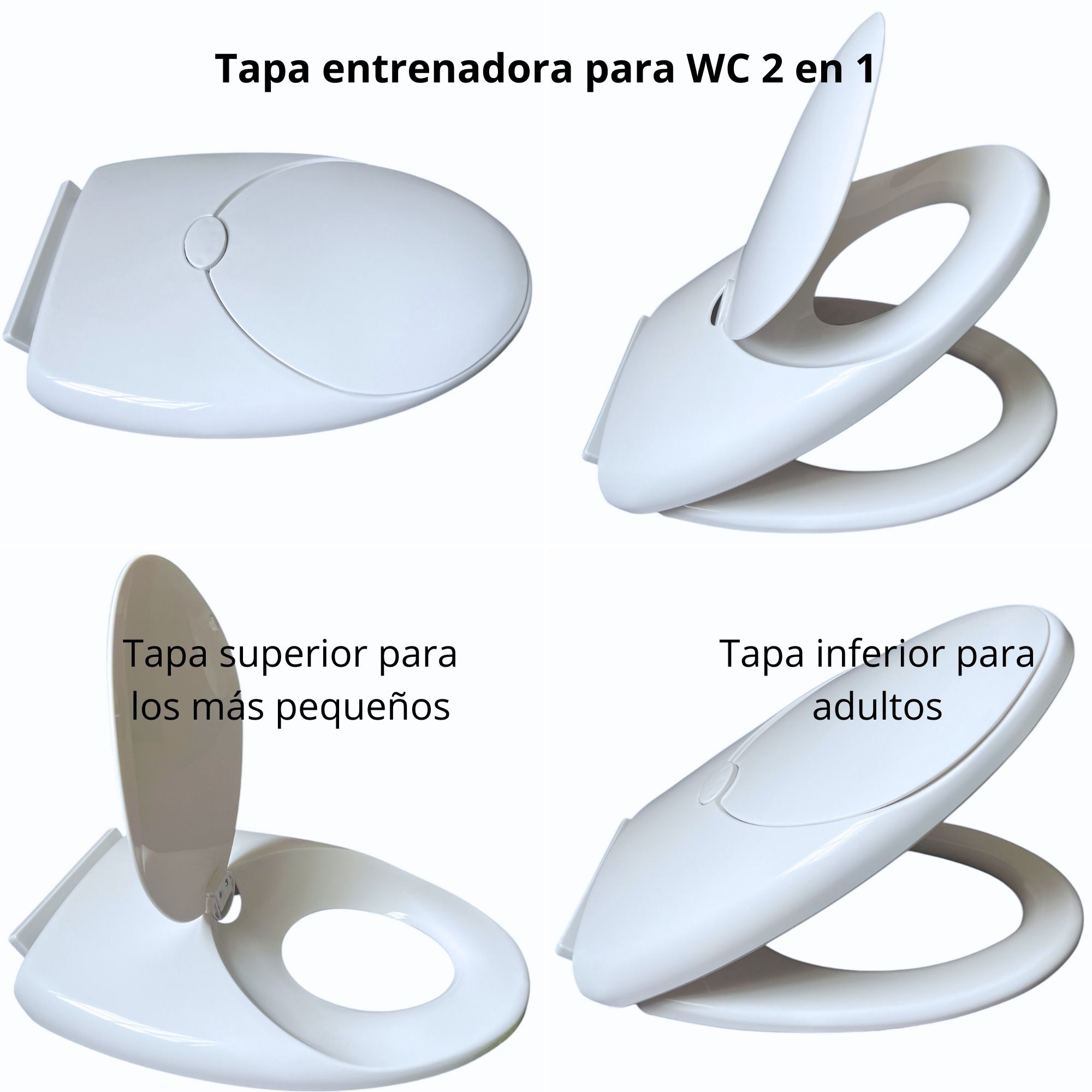 Asiento Entrenador Wc Ovalado Con dos Tapas Infantil Para Niños