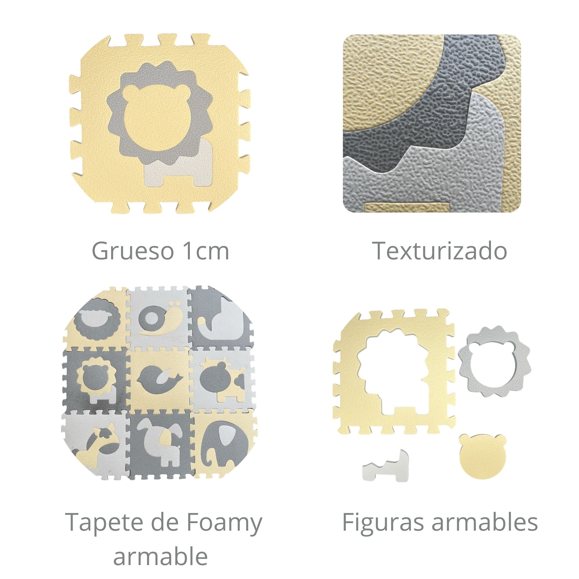 Tapete Infantil de Foamy con Figuras de Animalitos Para Bebés y Niños