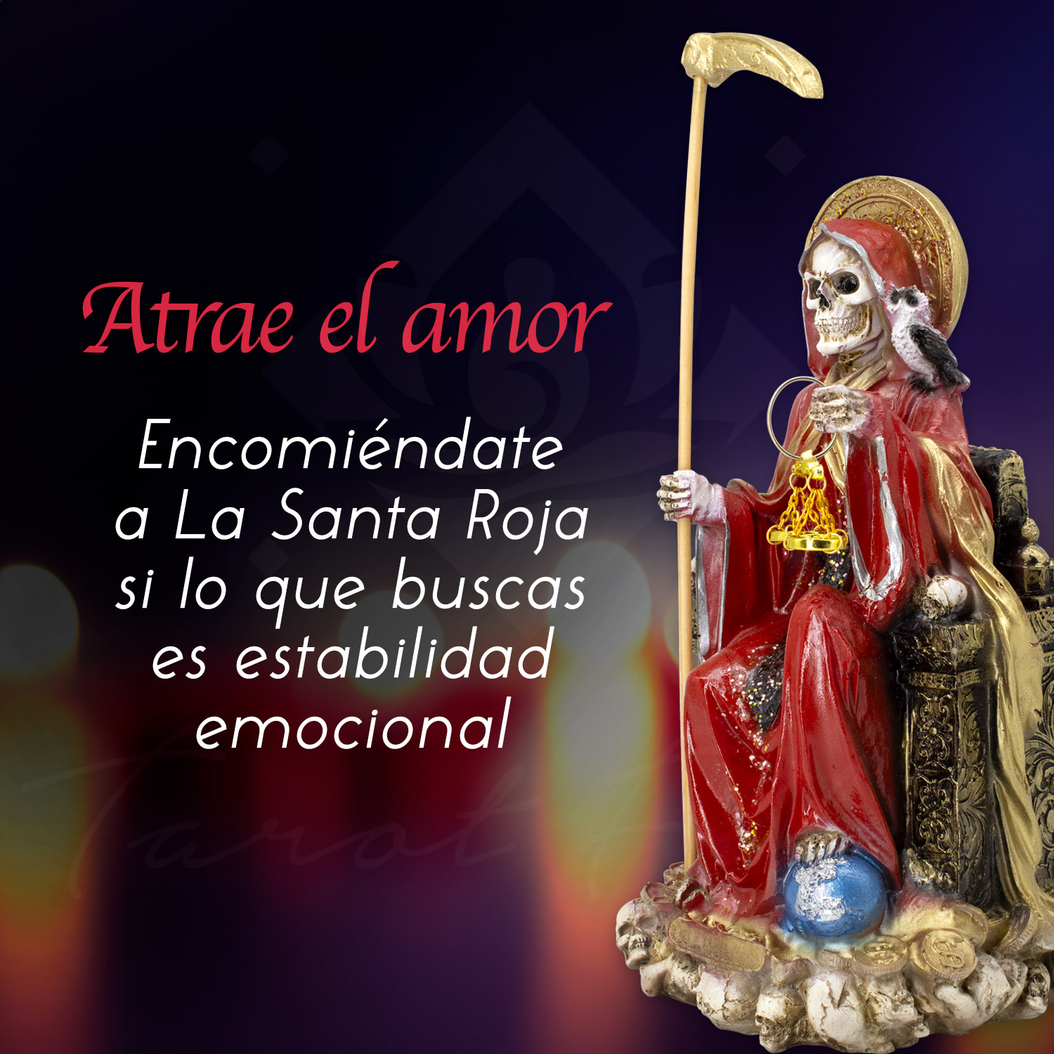 Santa Muerte Suprema Roja Búho 30 Cm Curada+ Libro