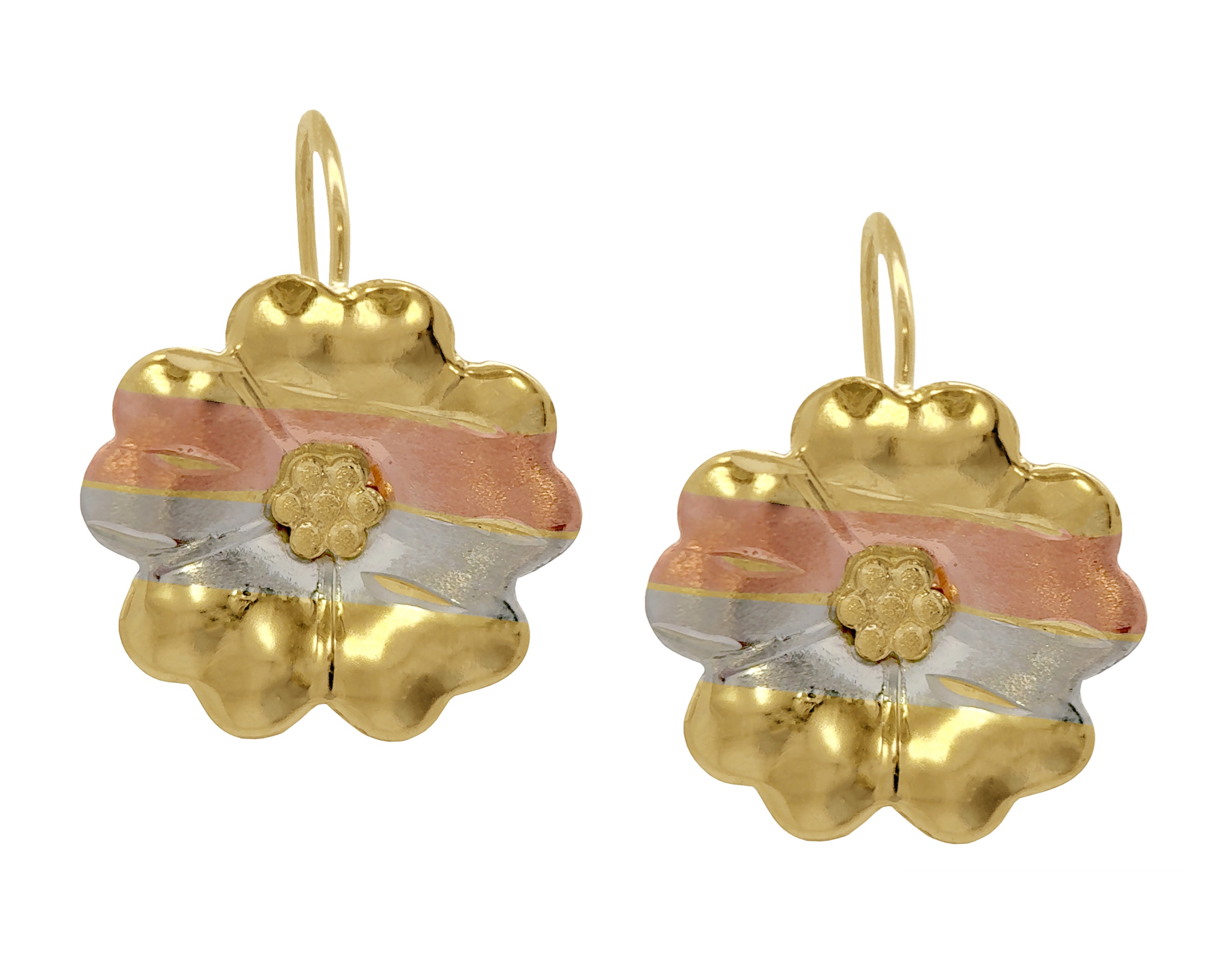 Arete Oro 10k Horoz Flor de Pensamiento Florentino S673