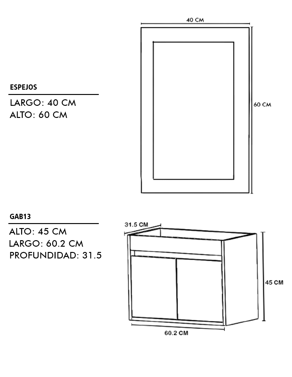 Gabinete Para Baño PIHA Con Espejo Decorativo