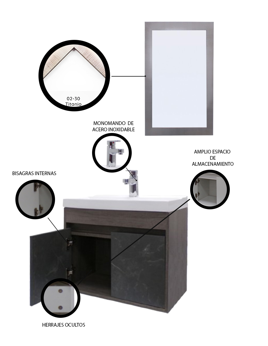 Gabinete Para Baño PIHA Con Espejo Decorativo