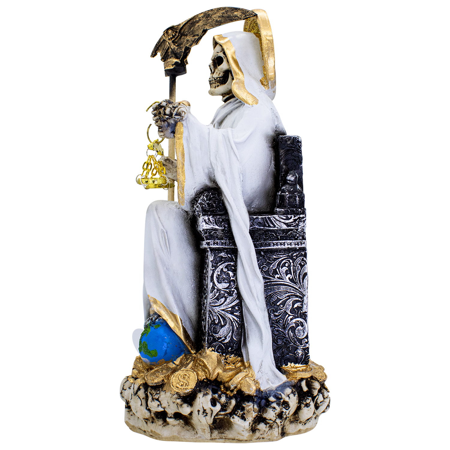 Santa Muerte Blanca Suprema Paz Armonia 30 Cm Curada + Libro