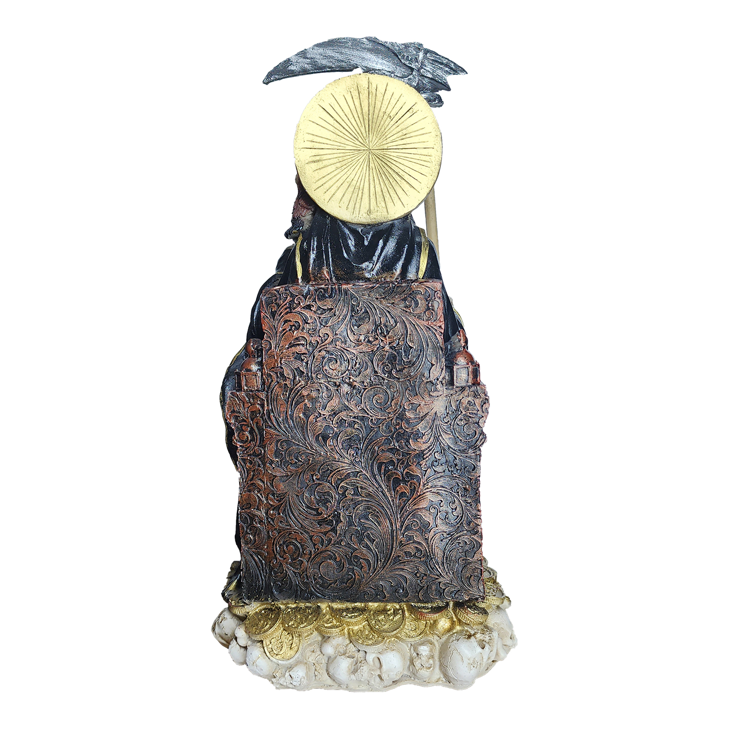 Santa Muerte Negra Suprema Sentada 30 Cm Curada + Libro