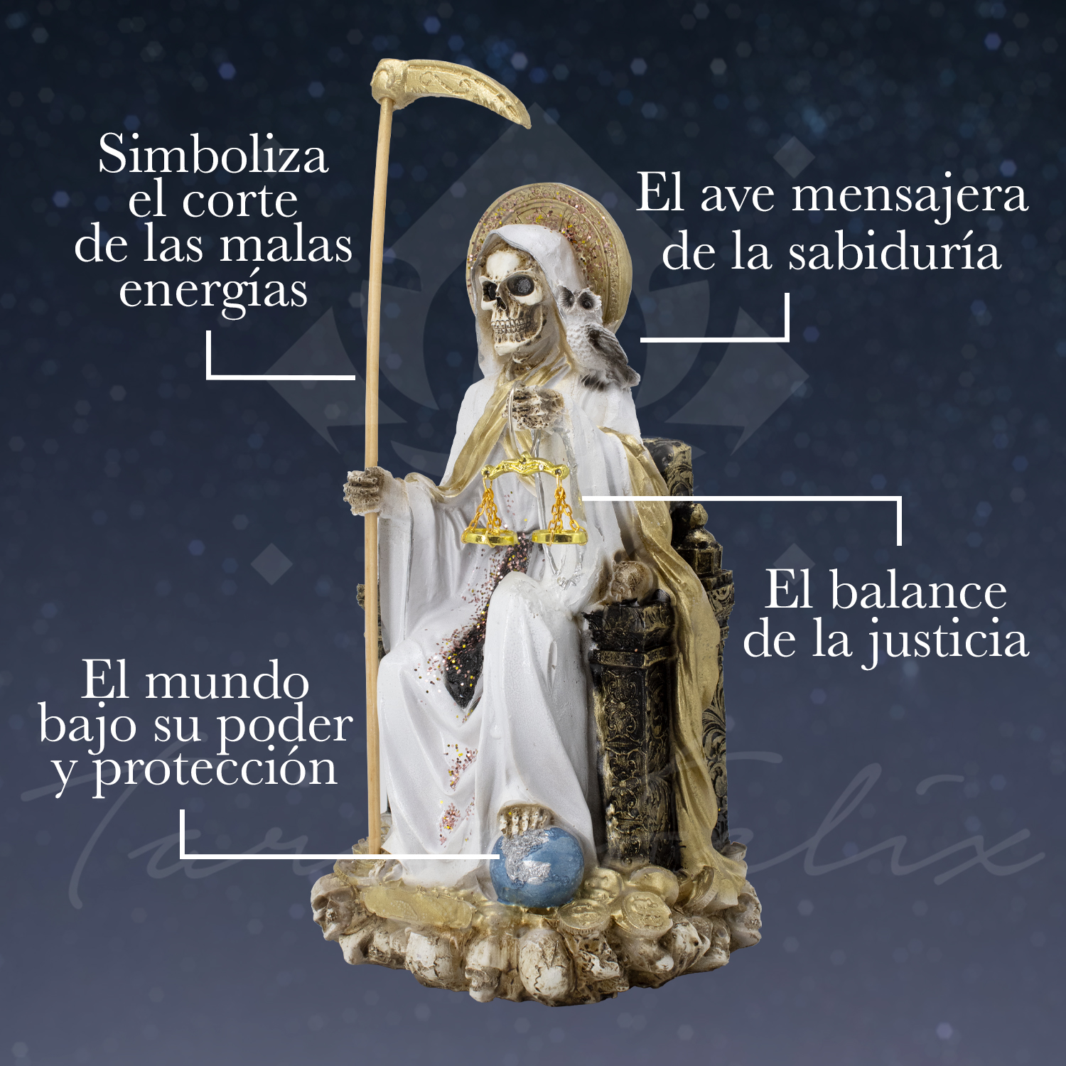 "Santa Muerte Suprema Blanca: Protección, Purificación y Armonía en el Hogar"