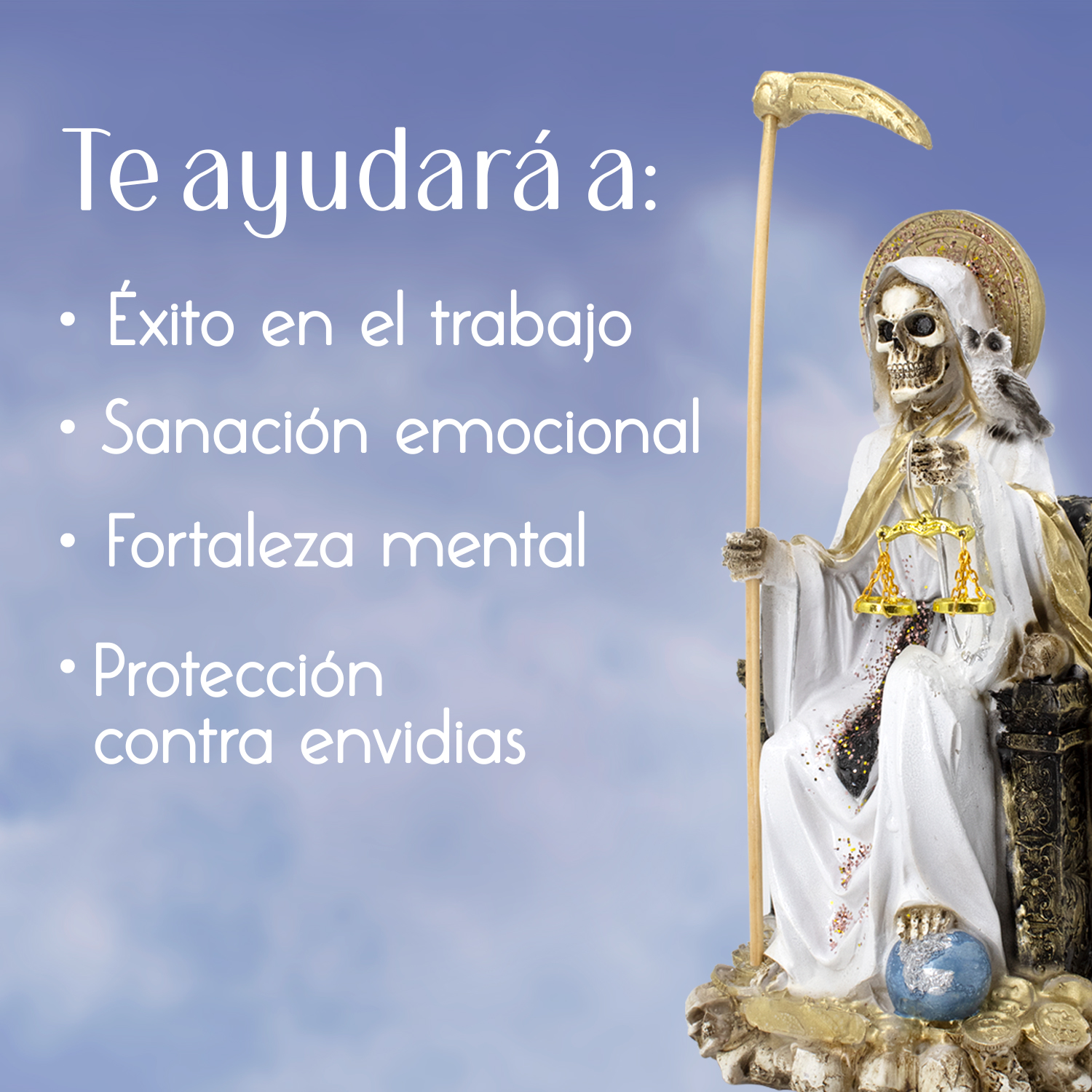 "Santa Muerte Suprema Blanca: Protección, Purificación y Armonía en el Hogar"