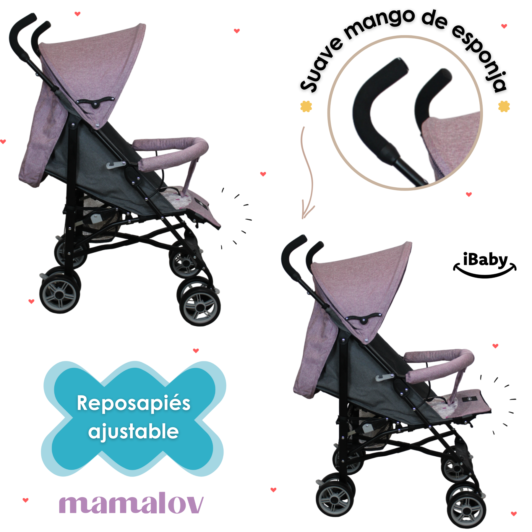 Carriola De Bastón Plegable Viajera We Lite - Rosa - Ibaby
