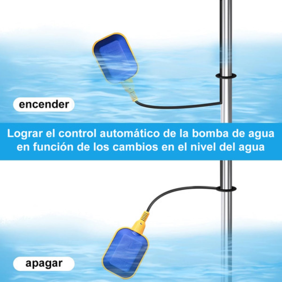 Flotador Eléctrico Electronivel Tinaco Cisterna 6m Cable AMARILLO NEGRO AZUL