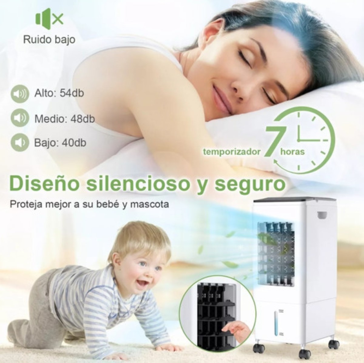Enfriador De Aire Acondicionado Portátil Ventilador Frio 10l blanco