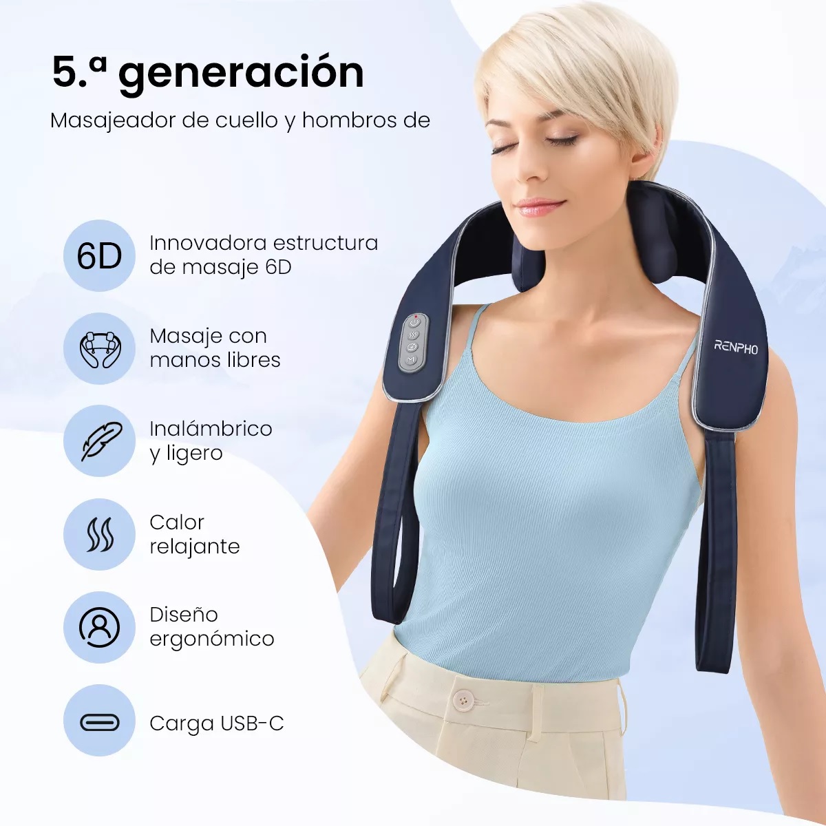 Masajeador Electrico Cuello Hombro Full Body Recargable 6d