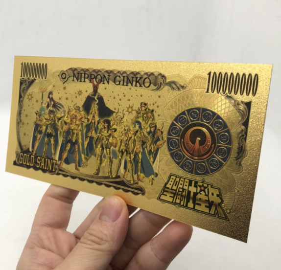 Exclusivo! Billete de Coleccion Dorado Saint Seiya Caballeros del Zodiaco Plastificado Camus de Acuario