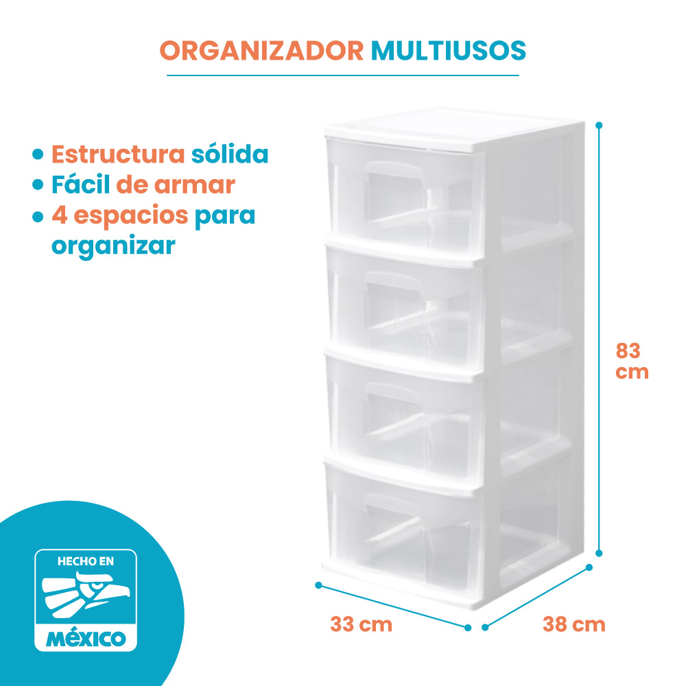 Cajonera Organizadora de 4 niveles plástica Italhome