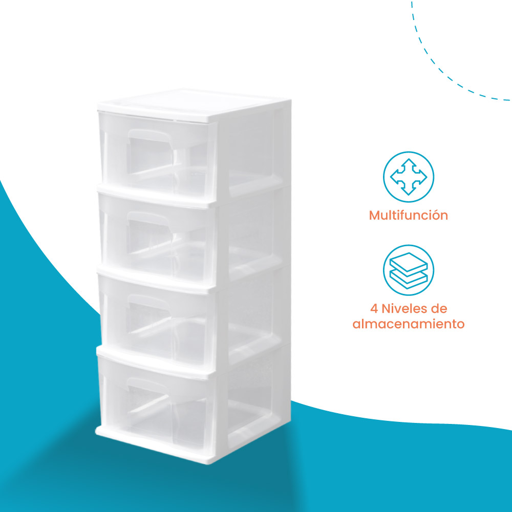 Cajonera Organizadora de 4 niveles plástica Italhome