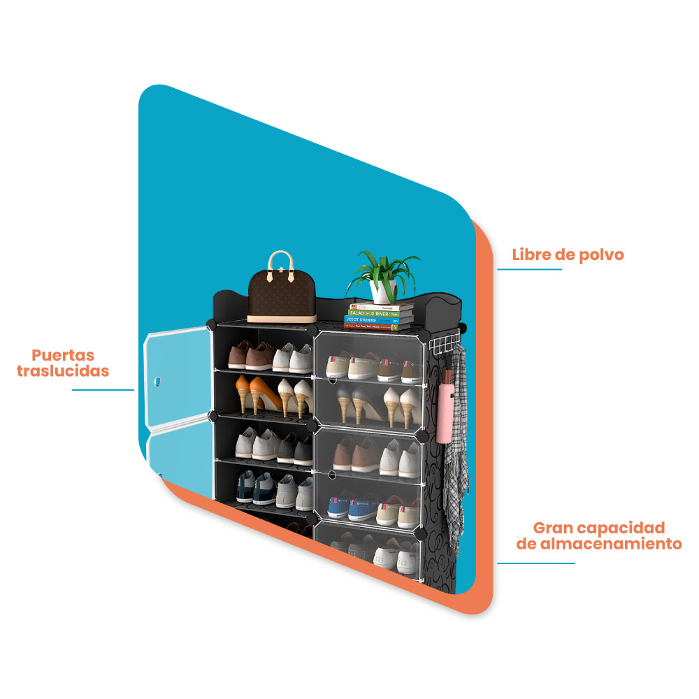 Modular plástico 12 niveles zapatero 24 Pares 