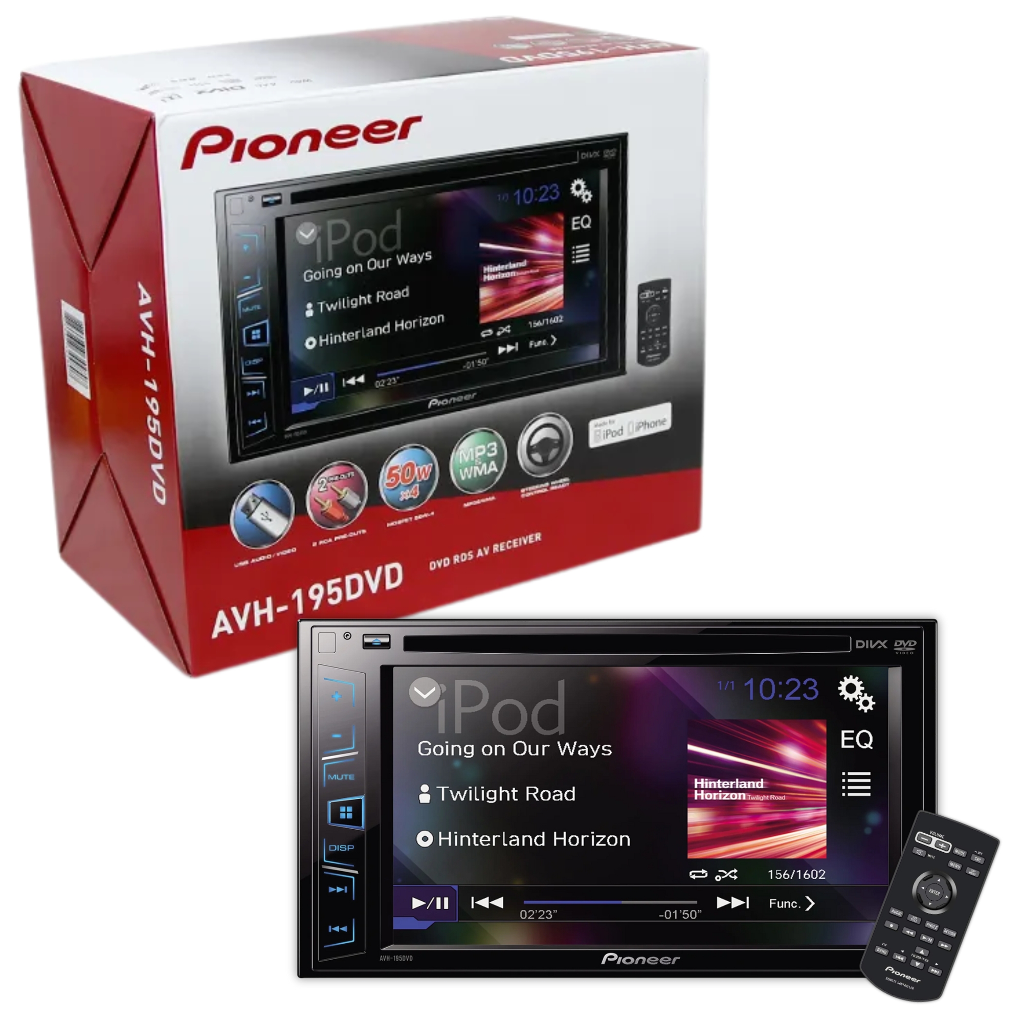 Autoestéreo con Pantalla Pioneer AVH195DVD4 6.2 PLG 2 Din Sin BT