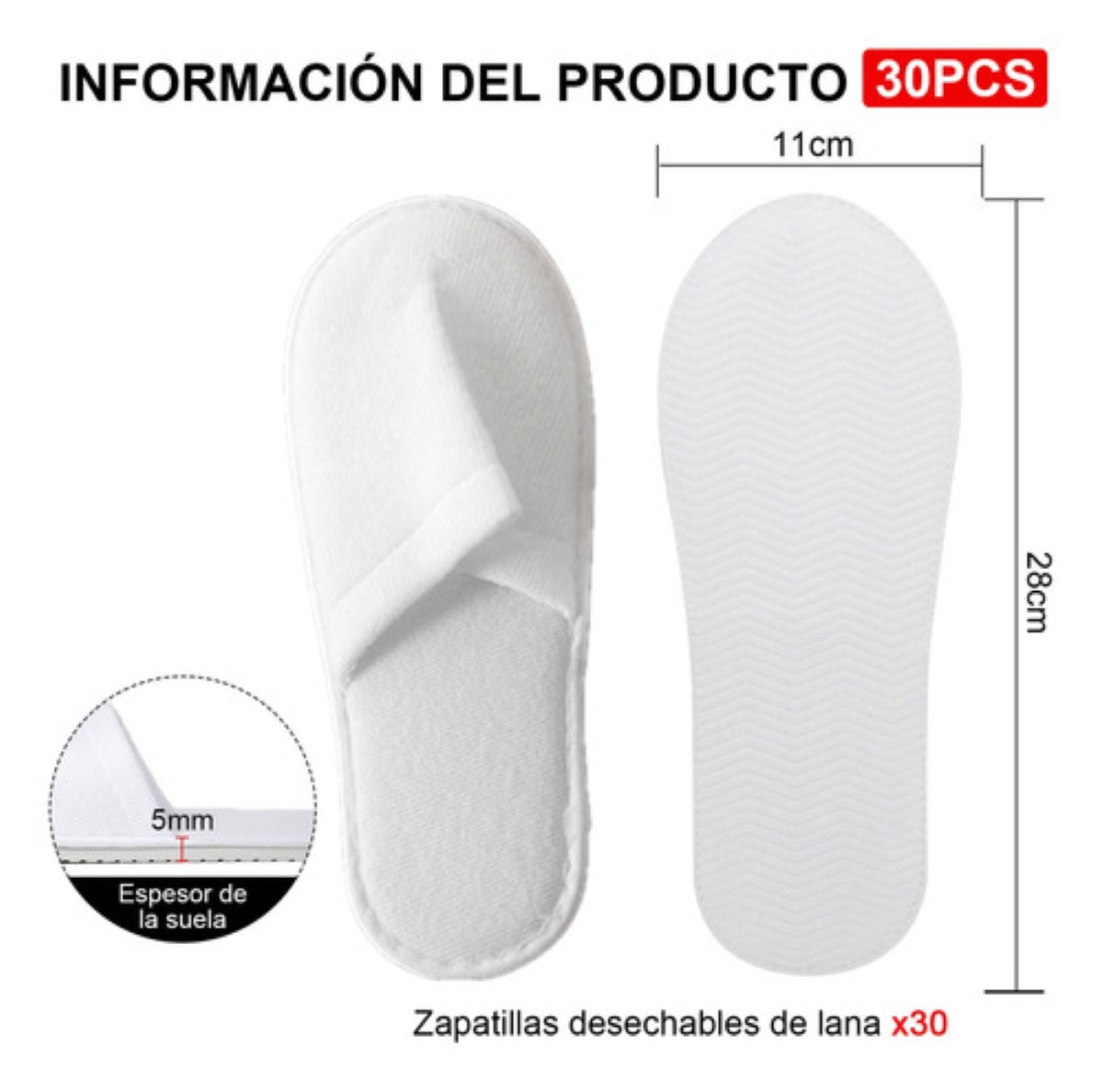 Pantuflas para Boda Para Imprimir O Sublimar, 30 Pares Blancos