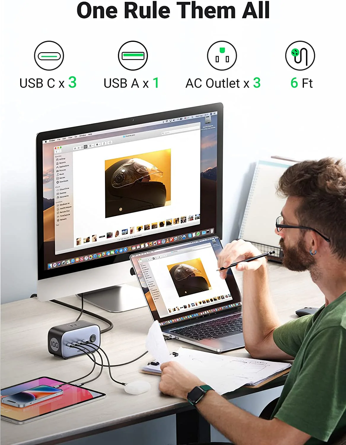 Cargador de Escritorio y Tomacorriente Múltiple Ugreen