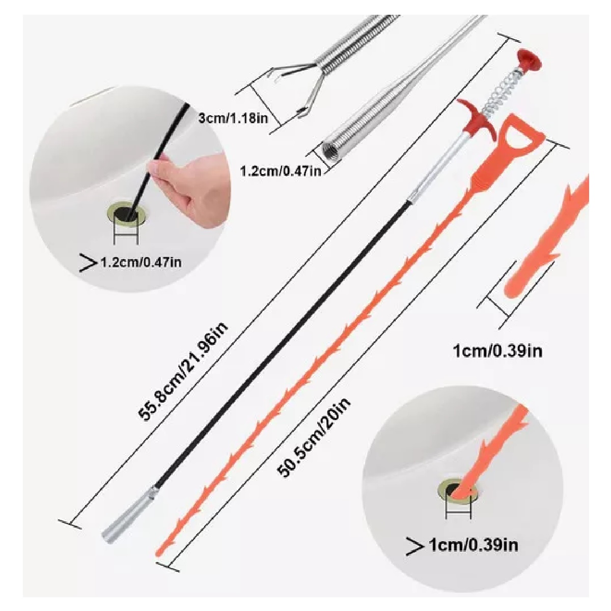 Destapa Tuberias Y Cañerias Pinza Con Gancho Retráctil ,7pcs
