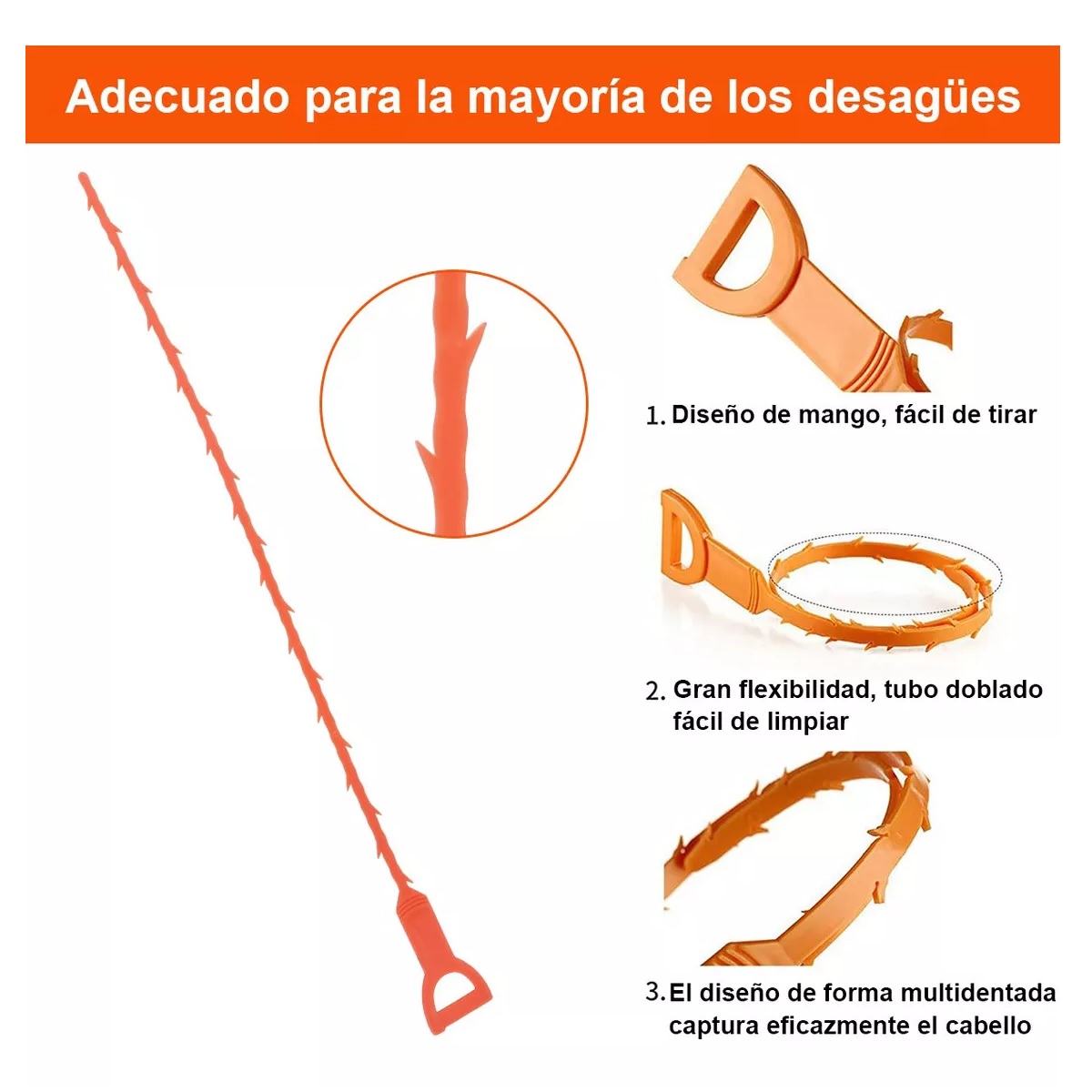Destapa Tuberias Y Cañerias Pinza Con Gancho Retráctil ,7pcs