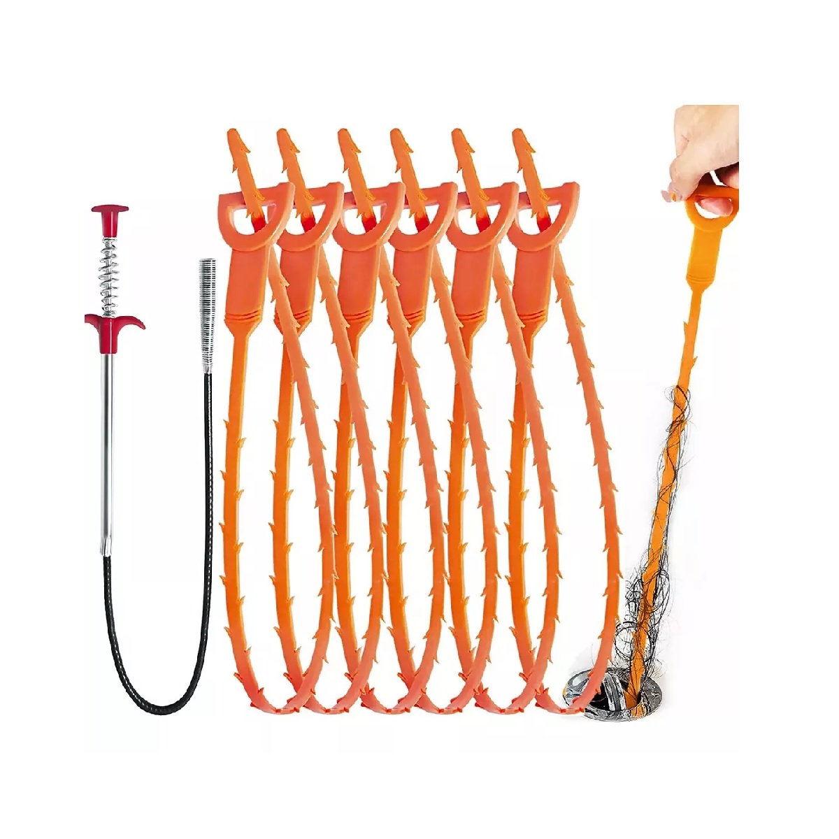 Destapa Tuberias Y Cañerias Pinza Con Gancho Retráctil ,7pcs