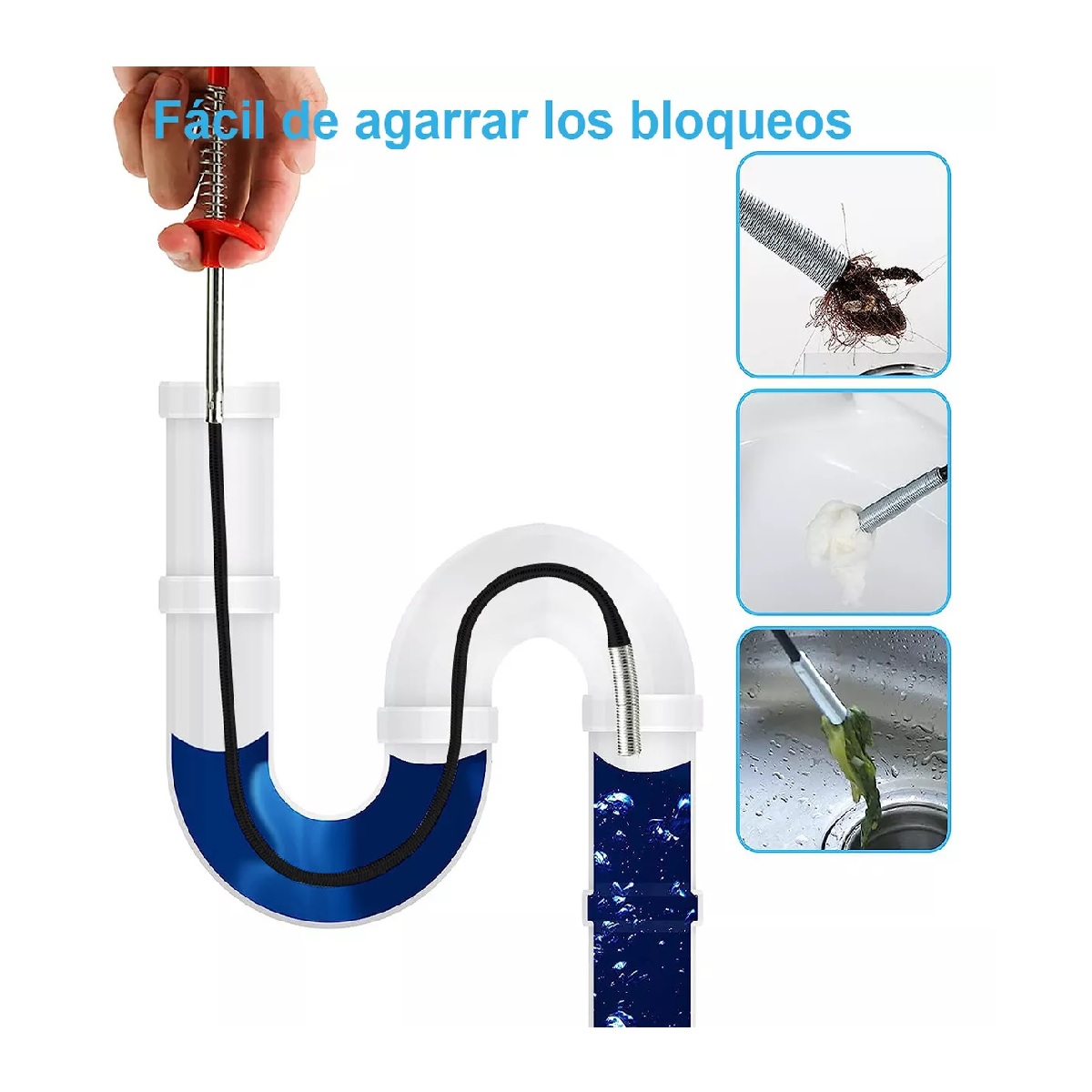 Destapa Tuberias Y Cañerias Pinza Con Gancho Retráctil ,7pcs