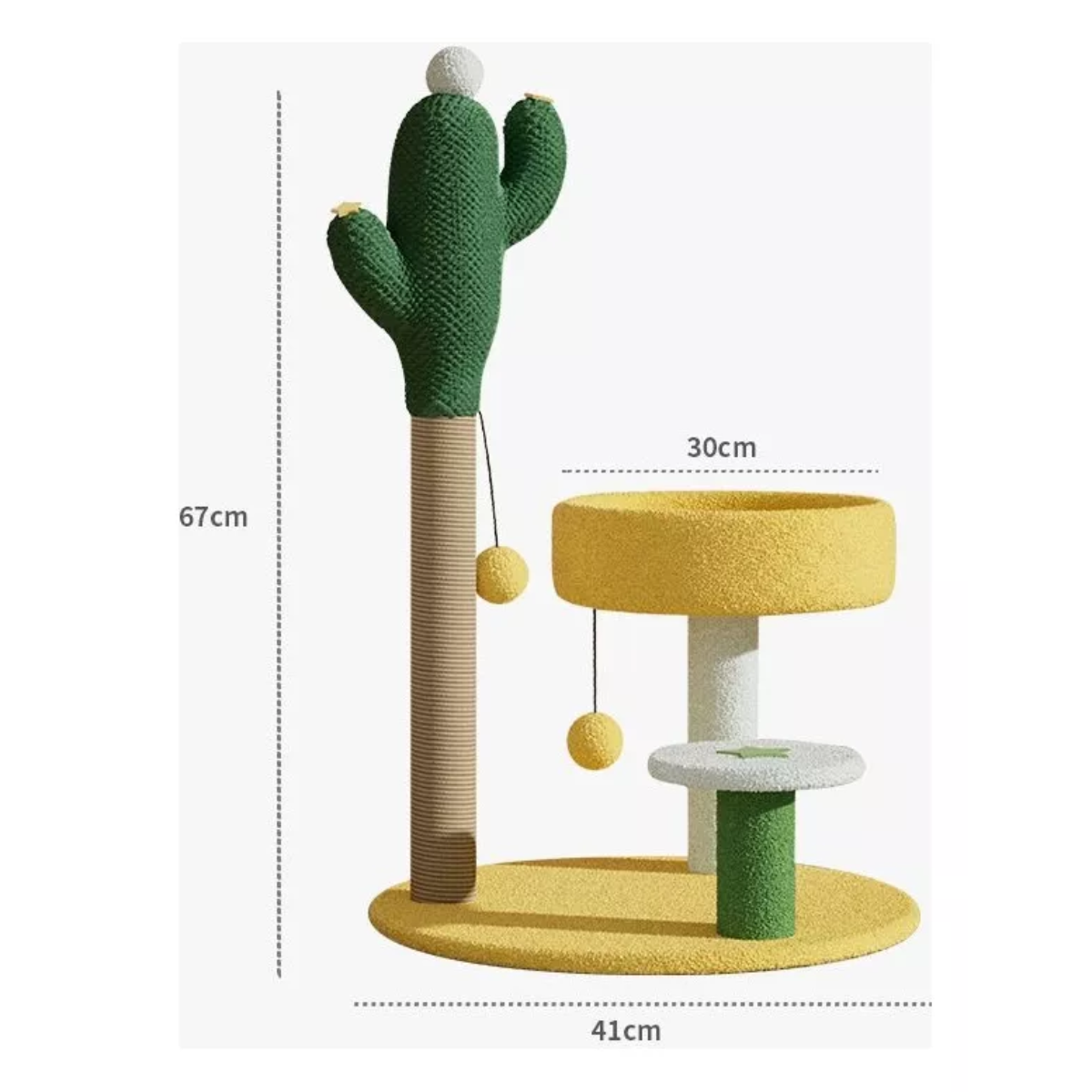Rascador Para Gato Con Pelota De Juguete Y Plataforma Cactus