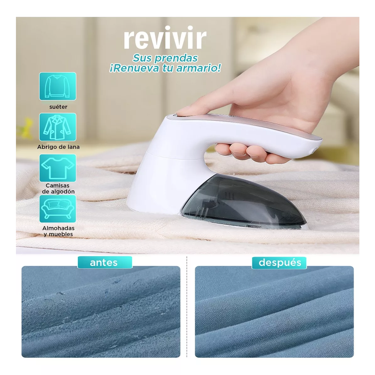 Quita Pelusa Recargable Ropa Removedor Eléctrico Portátil Blanco