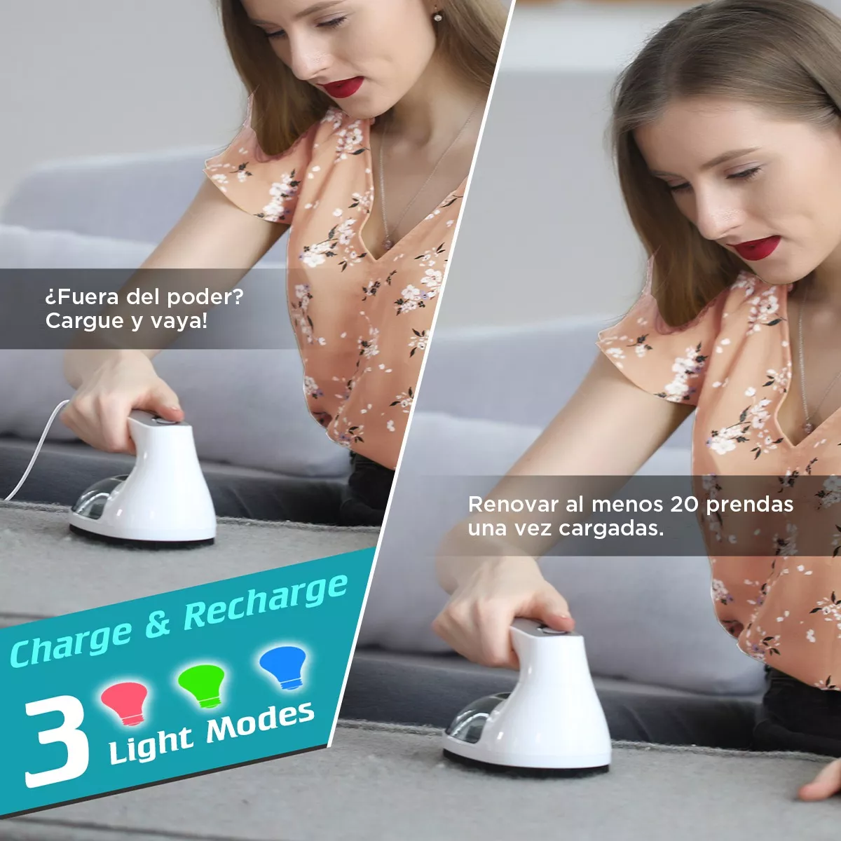 Quita Pelusa Recargable Ropa Removedor Eléctrico Portátil Blanco