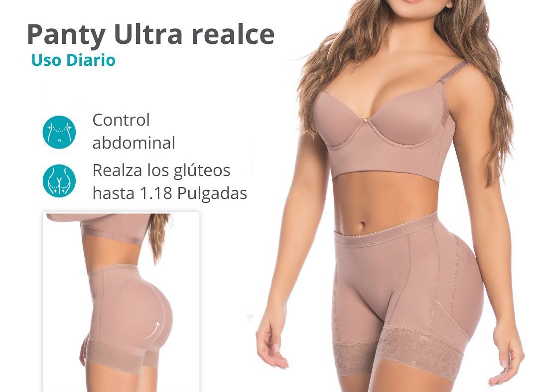 Fajas Colombianas Panty SHORT con Realce Extra Levanta Glúteos Control Abdomen Original