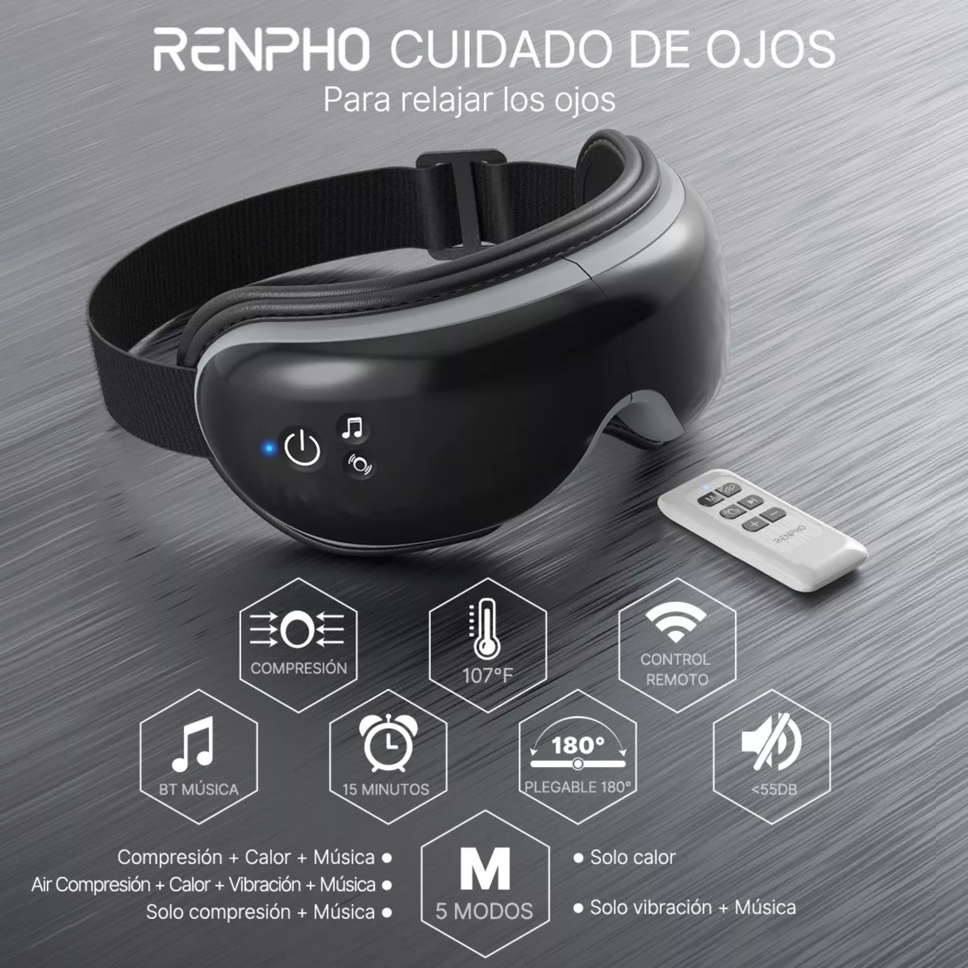 Renpho- Masajeador De Ojos Mejora De La Visión,música, Calor