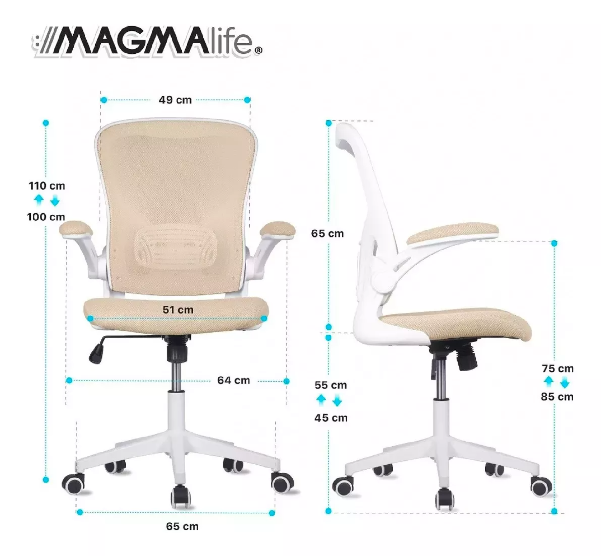 Silla Oficina Cosmo, Ejecutiva De Escritorio Ergonómica Color Beige champagne