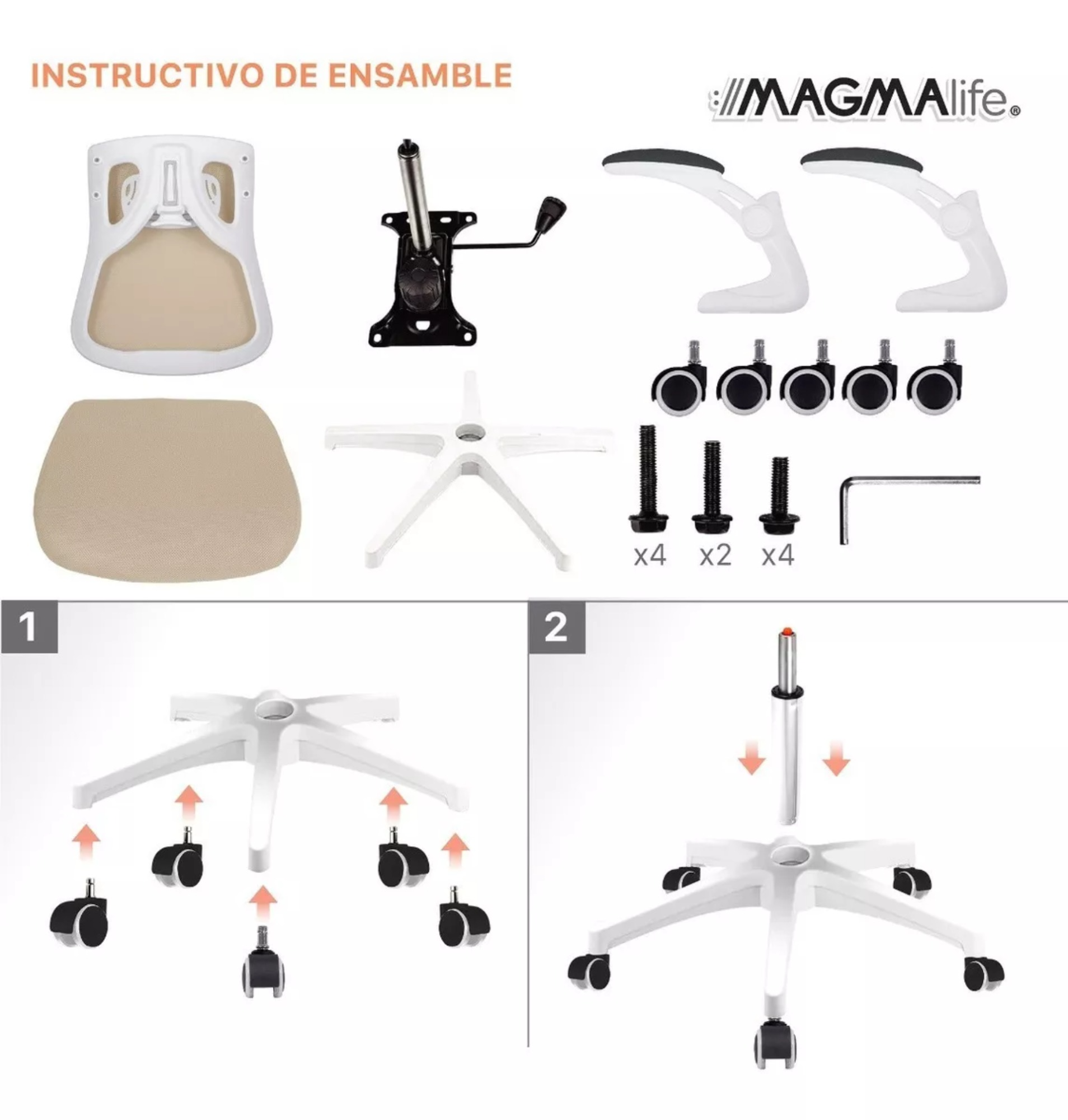 Silla Oficina Cosmo, Ejecutiva De Escritorio Ergonómica Color Beige champagne