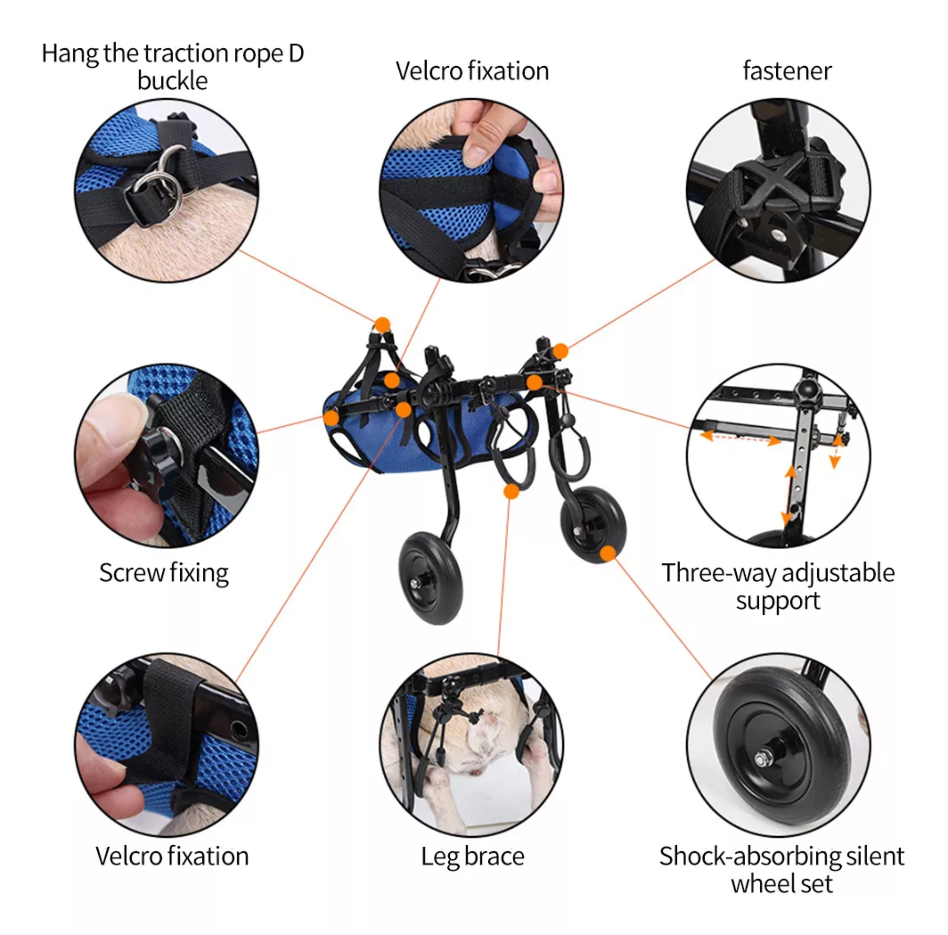 Silla De Ruedas Para Perros O Gatos Patas Traseras S Color Azul