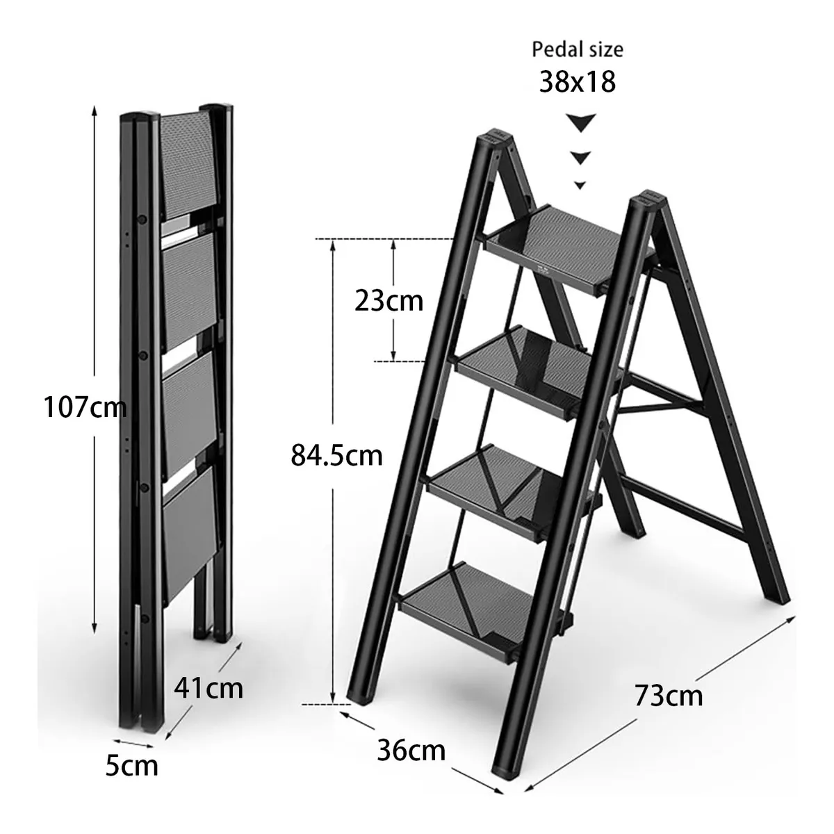Escalera Plegable De Acero De Cuatro Peldaños Multifuncional