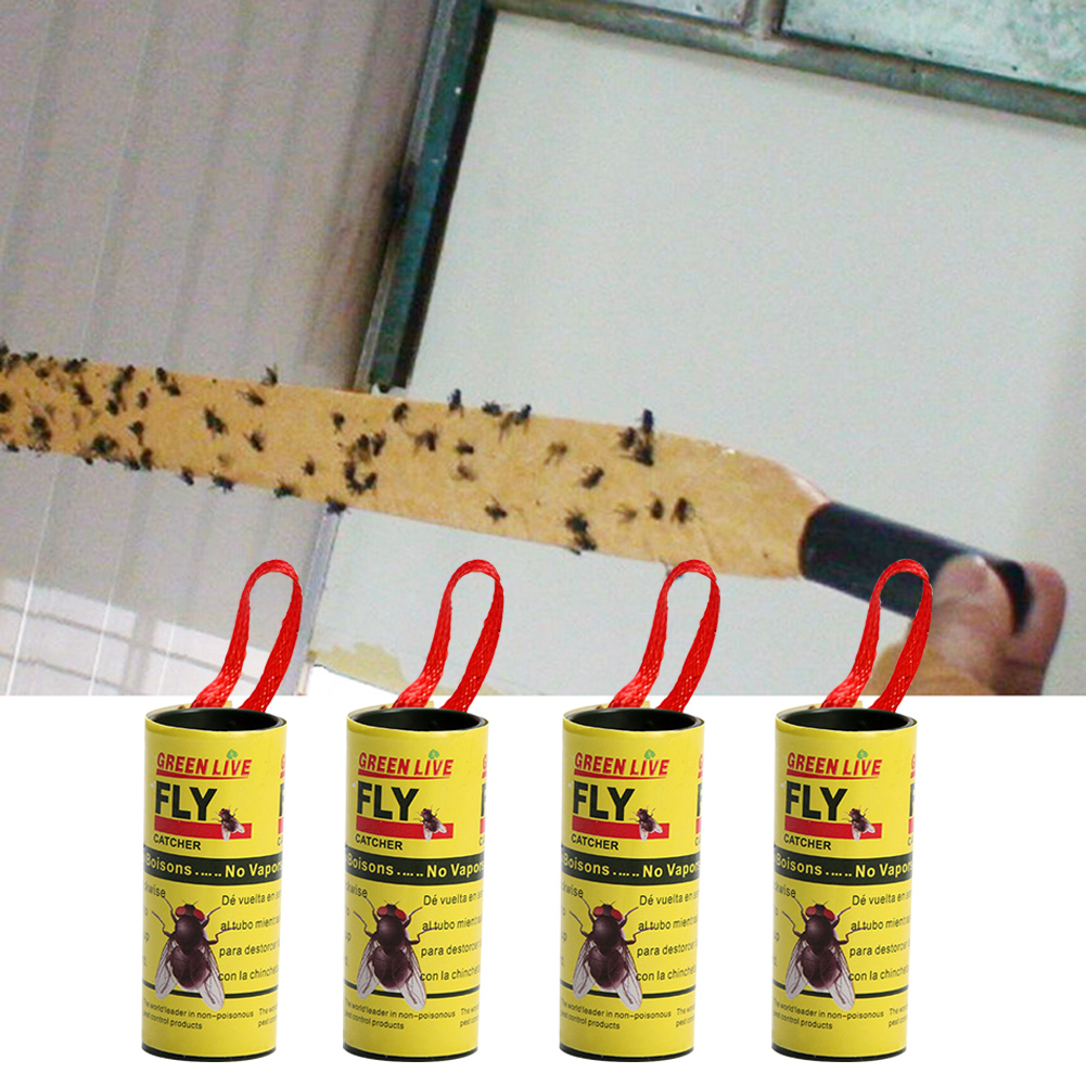 Cinta atrapamoscas, 4 rollos de papel adhesivo para moscas