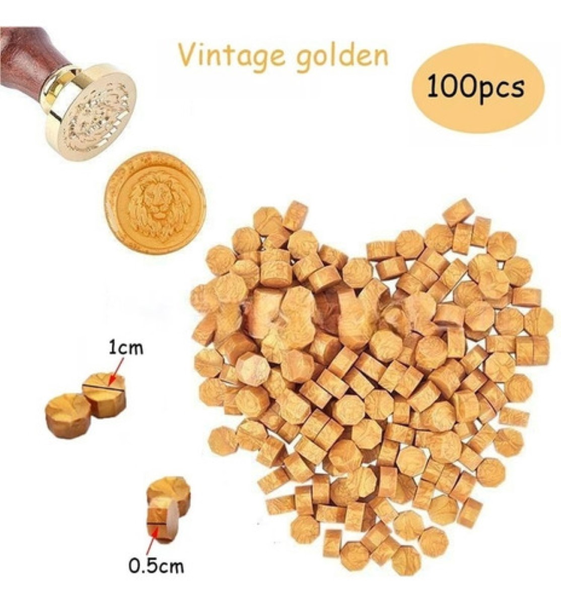 Lacre Cera Natural Para Sello Bolsa De 100 Pastillas Dorado
