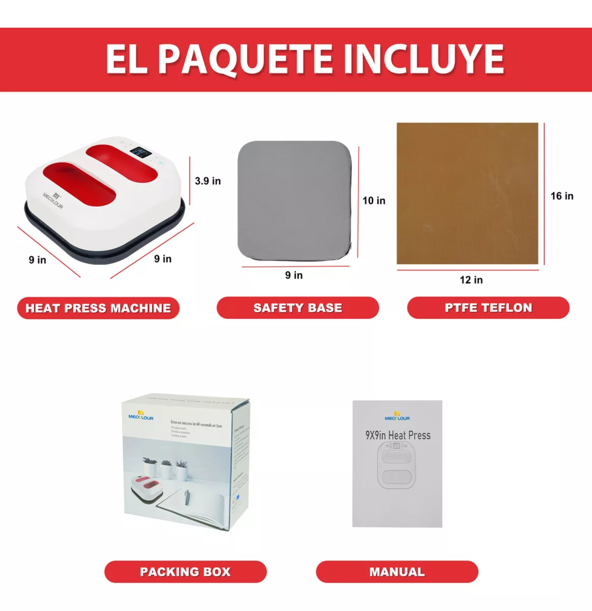Plancha Multiusos Transfer Sublimación Parche Para Camiseta 110v Mecolour