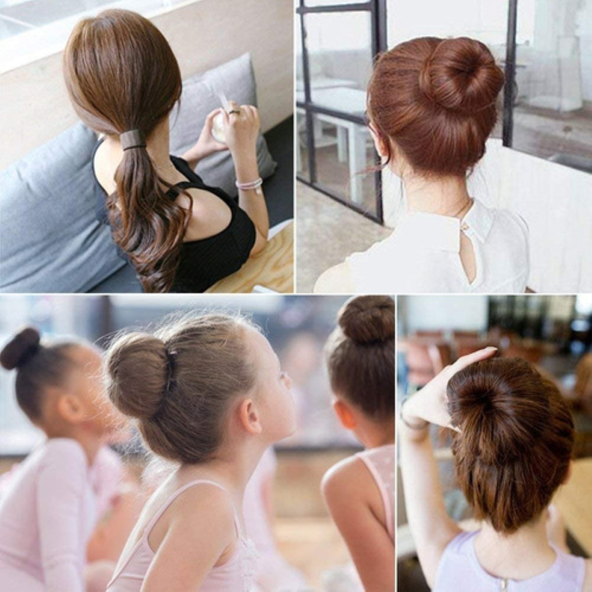 Donas para Chongo Mágico Espuma Con Broche De Cabello Peinados 7 Pzs Café