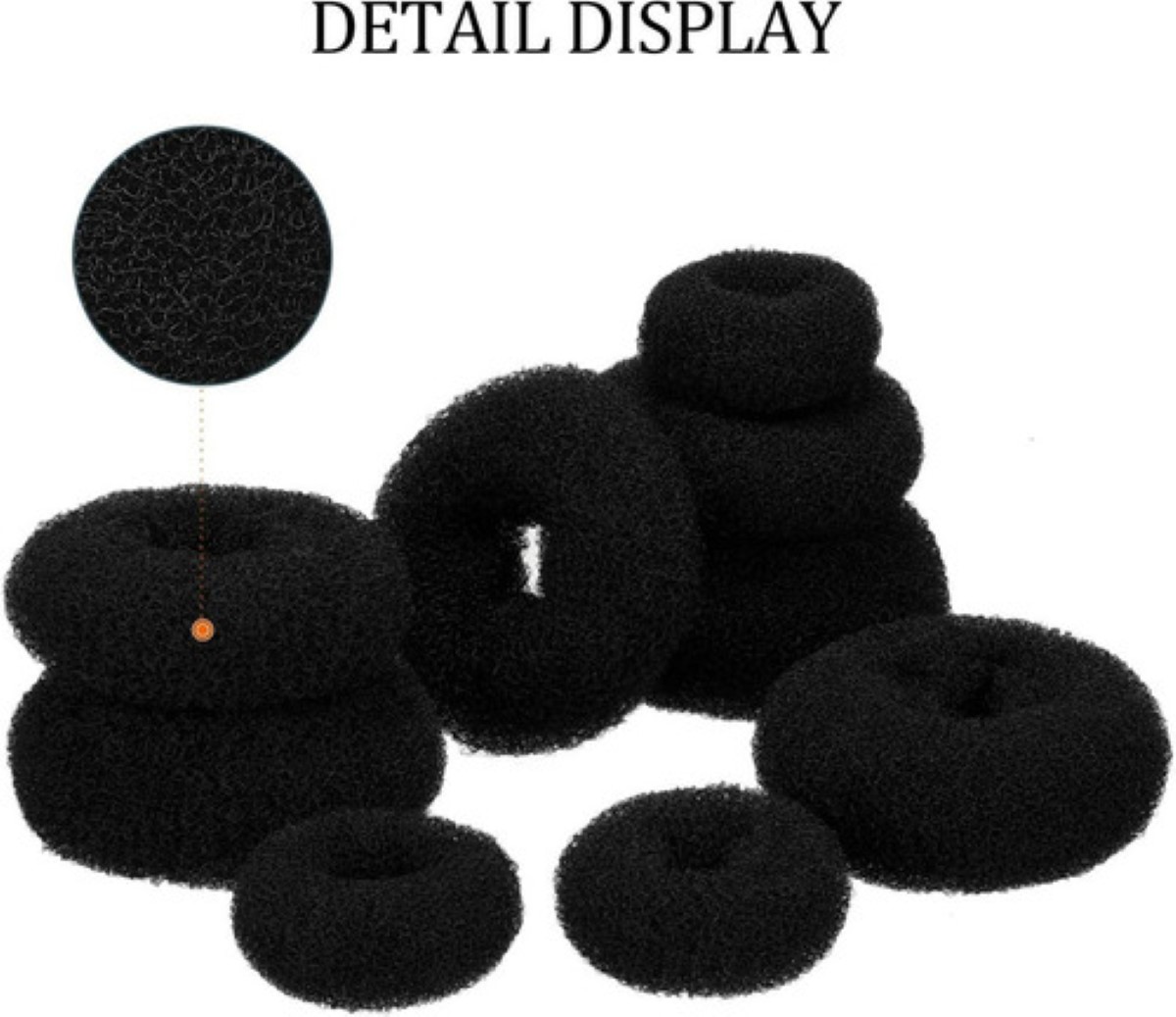 Donas para Chongo Mágico Espuma Con Broche De Cabello Peinados 7 Pzs negro