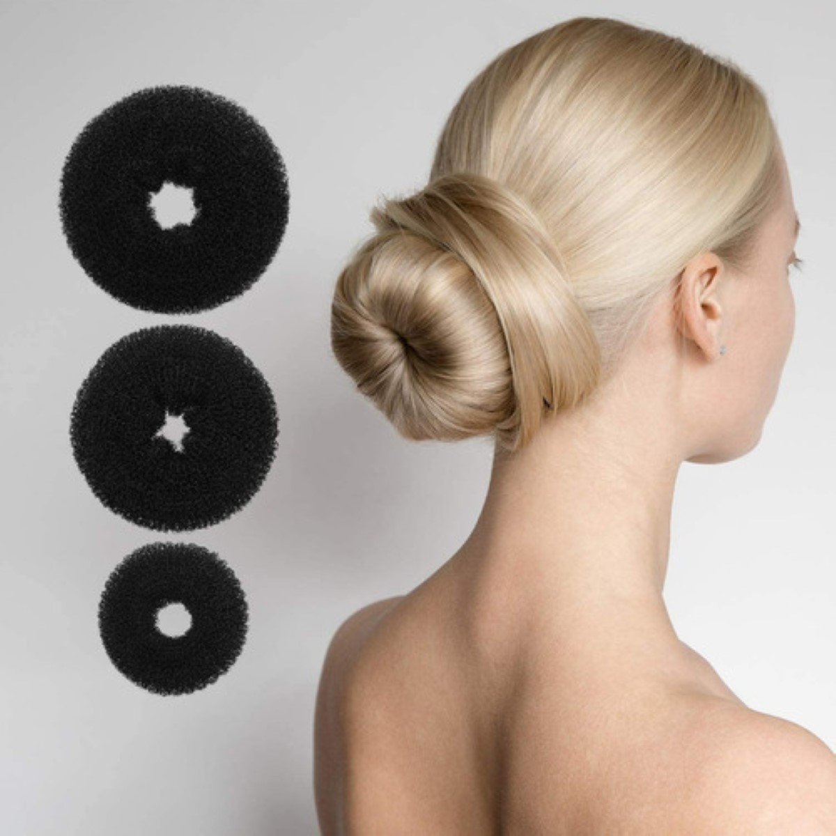Donas para Chongo Mágico Espuma Con Broche De Cabello Peinados 7 Pzs negro