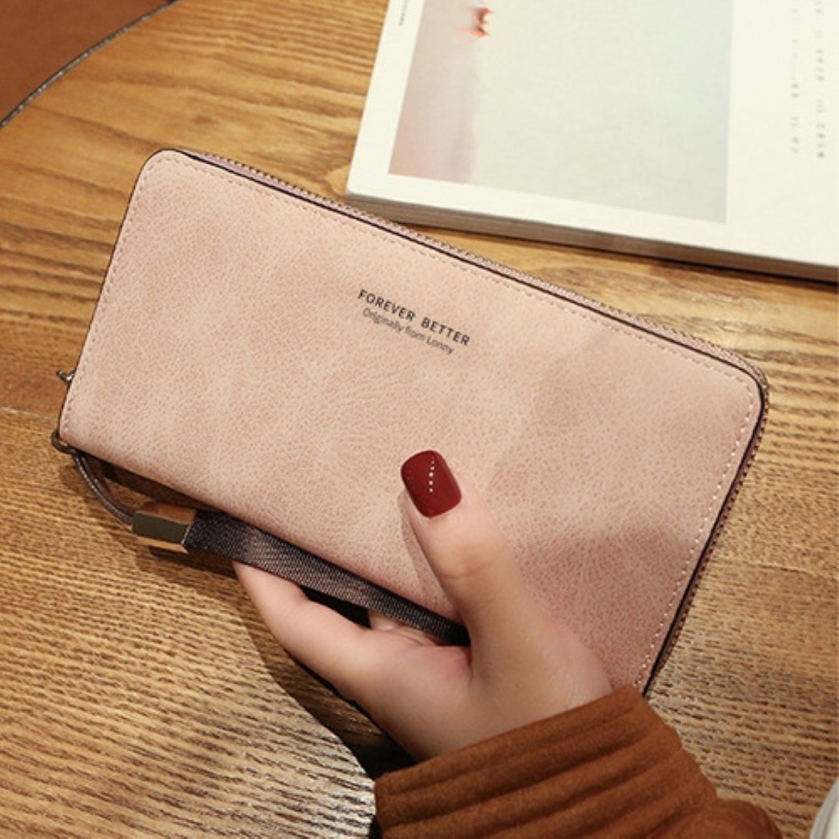 Cartera Larga Para Mujer Monedero Billetera Rosa