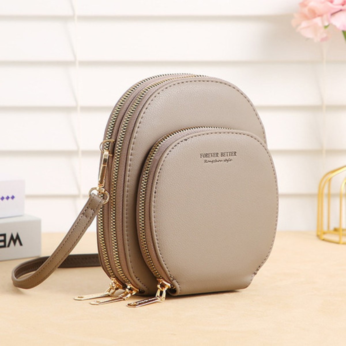 Bolsa De Hombro Redonda Para Mujer Bolso De Mujer Gris